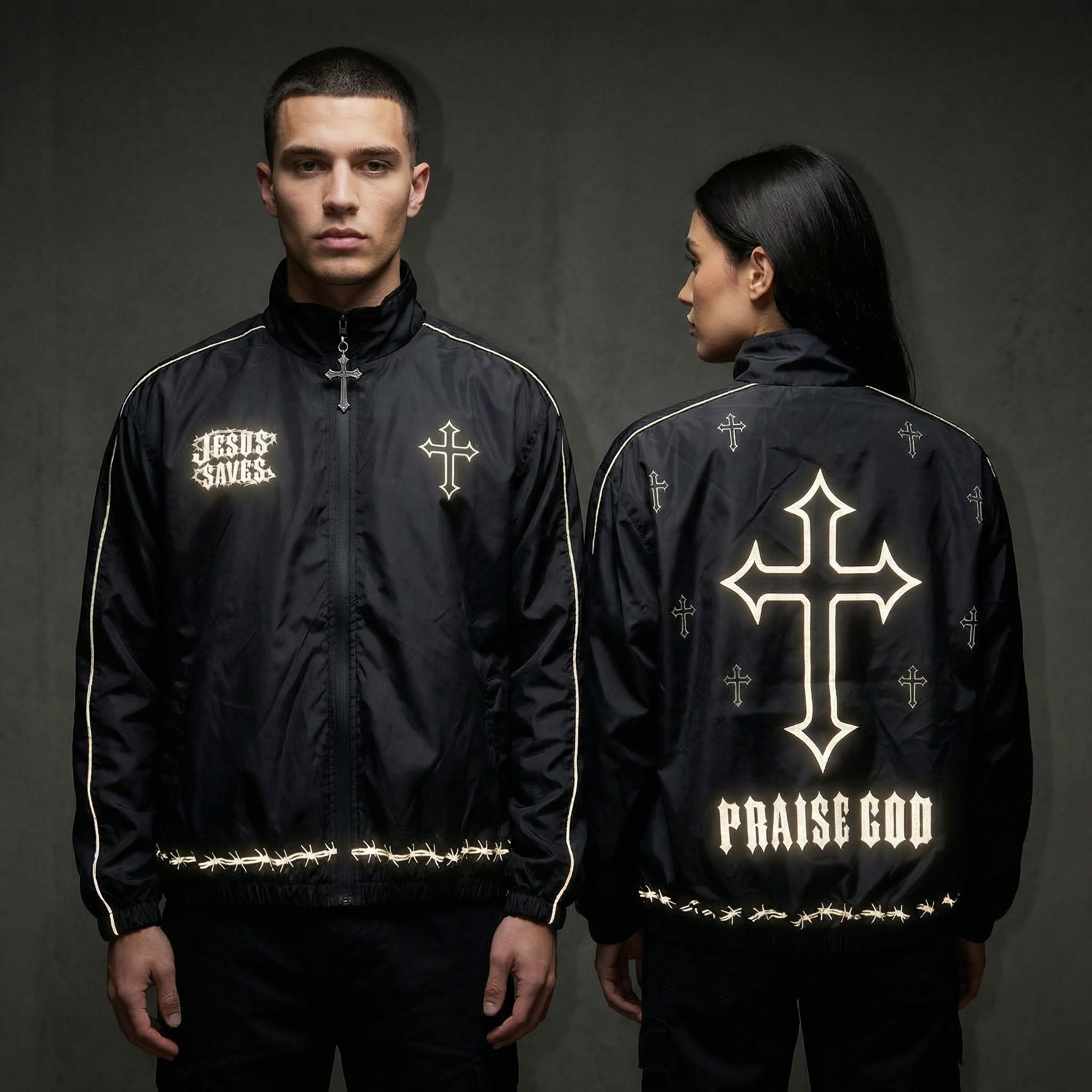 JESUS SAVES - REFLECTIVE WINDBREAKER