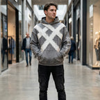 "STITCHED CROSS" - Distressed Crystal Hoodie