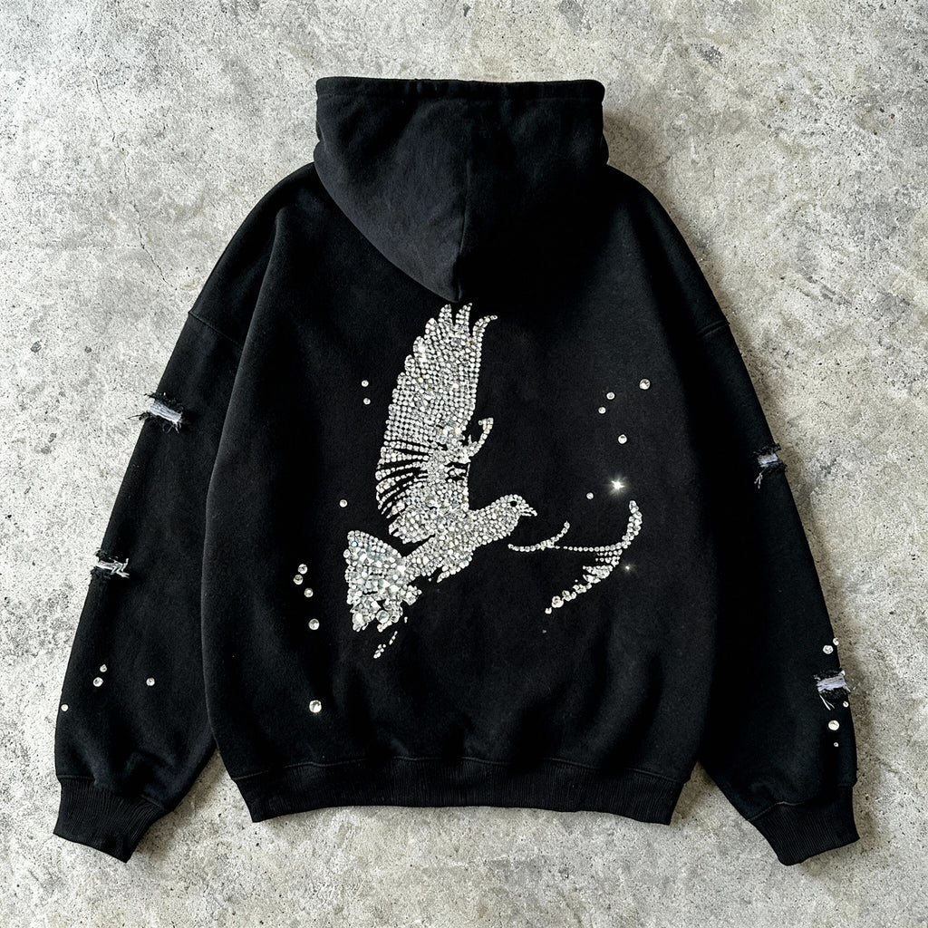 "ETERNAL DOVE" - Crystal Rhinestone Hoodie