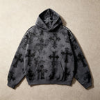 "ETERNAL CROSS" - Vintage Crystal Hoodie
