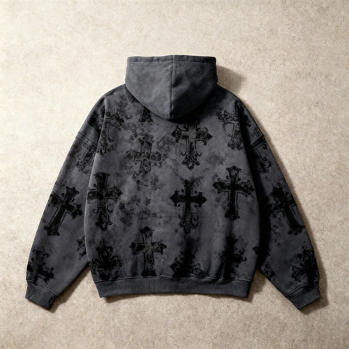 "ETERNAL CROSS" - Vintage Crystal Hoodie