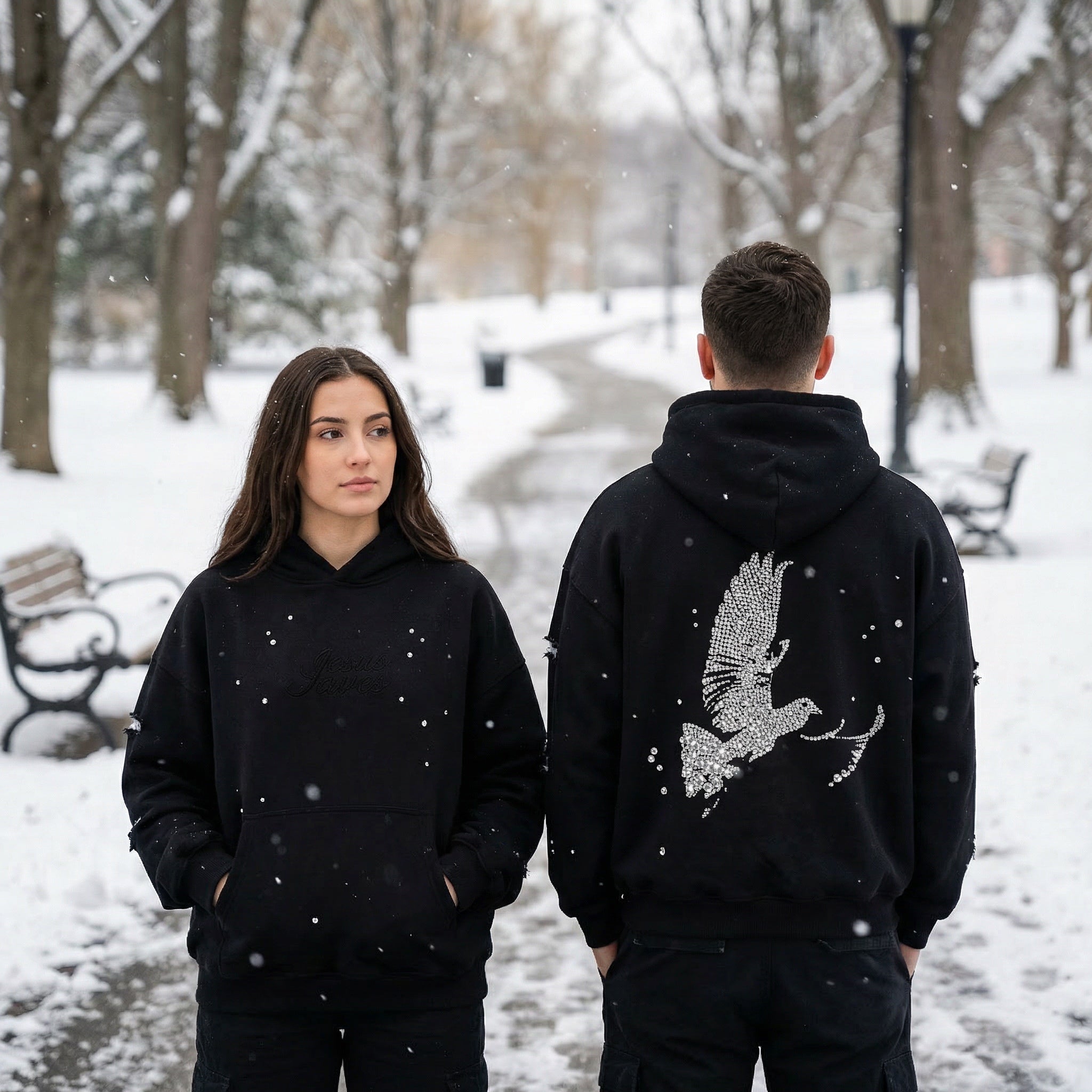 "ETERNAL DOVE" - Crystral Rhinestone Hoodie