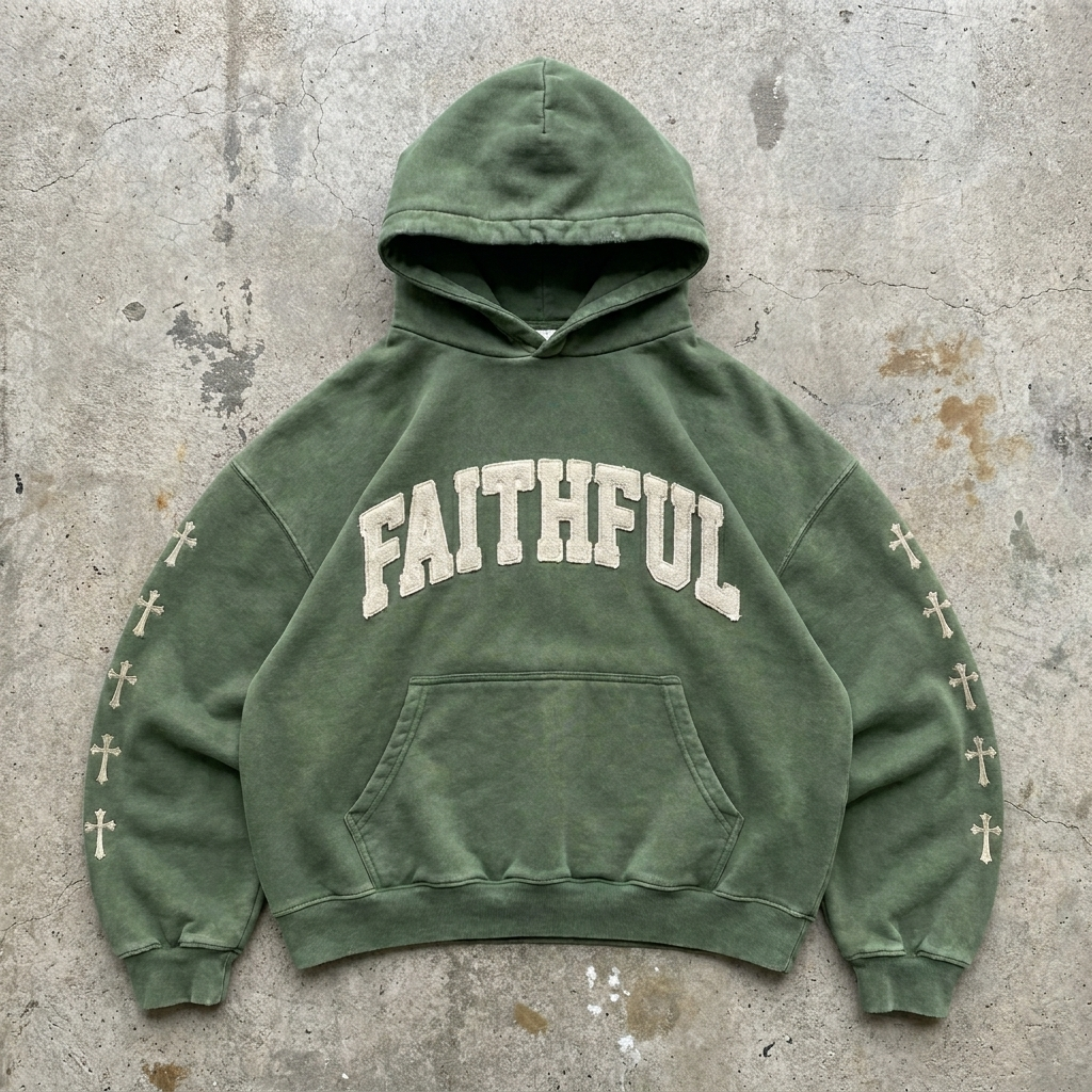 "FAITHFUL" - Appliqué Varsity Hoodie
