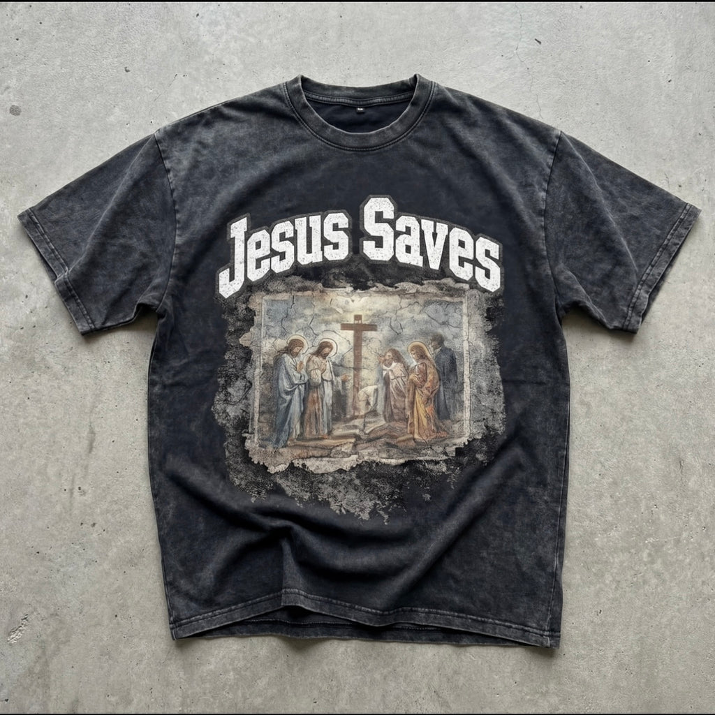 “JESUS SAVES” - Vintage Washed Tee