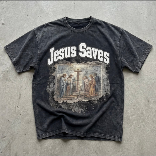 JESUS SAVES - VINTAGE WASHED TEE