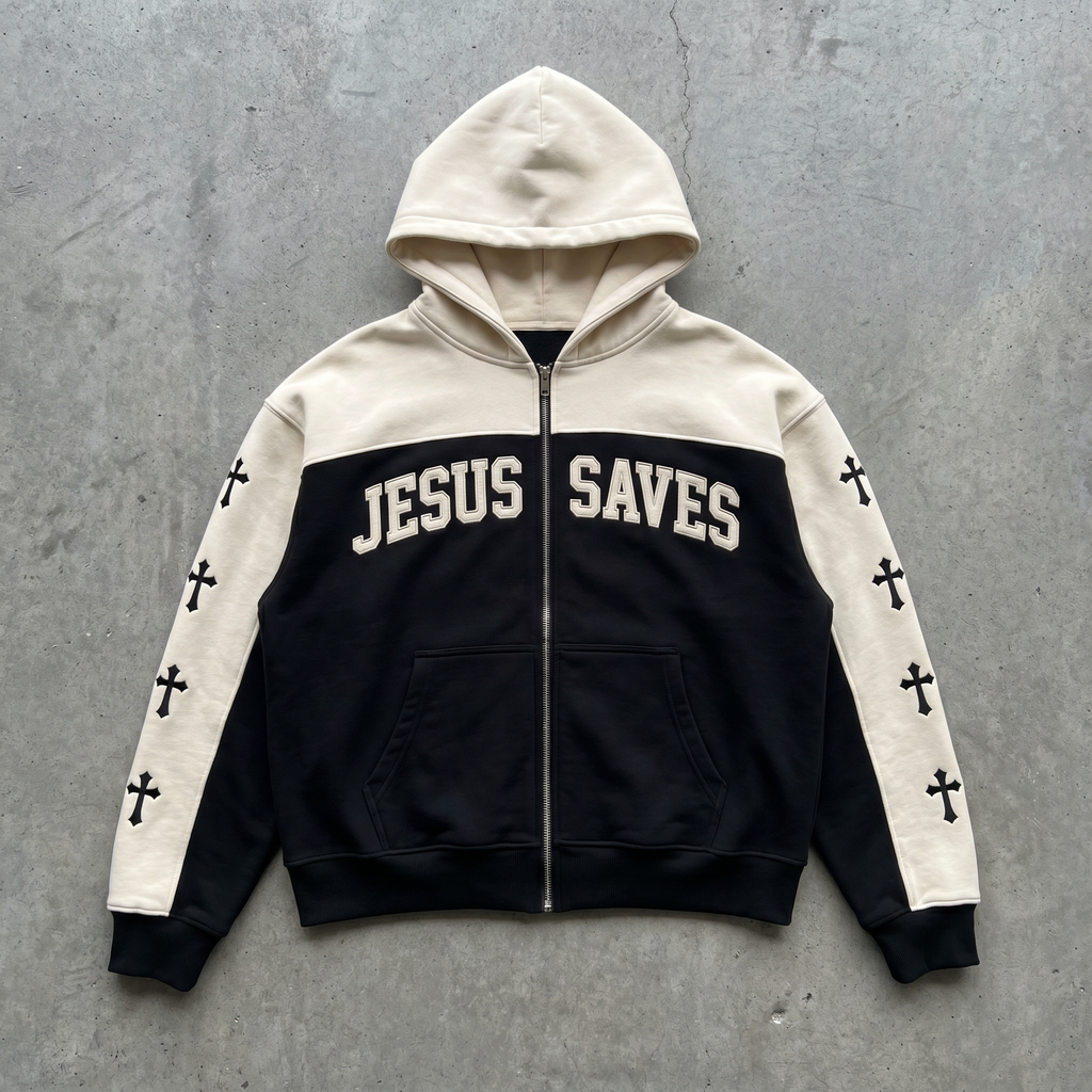 "JESUS SAVES" - Zip-Up Hoodie